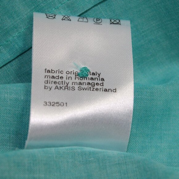 Akris Swimmer In Antigua Print Ocean Turquoise Blue Designer Drape Tunic - Picture 11 of 13